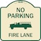 Signmission Designer Series-No Parking Fire Lane, Tan & Green Heavy-Gauge Aluminum, 18" x 18", TG-1818-9961 A-DES-TG-1818-9961 - alternate 1